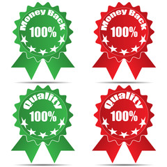 Labels money back quality with shadow vector