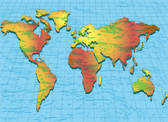 background with world map with convex structure
