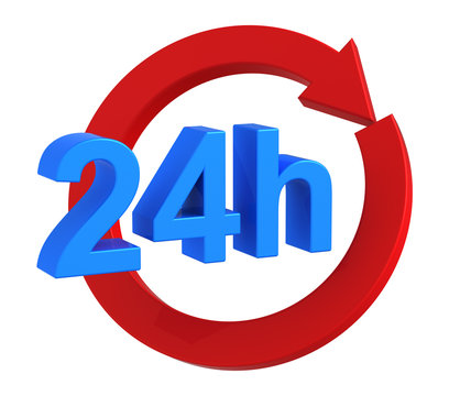 24 hours delivery sign. Computer generated 3D photo rendering.