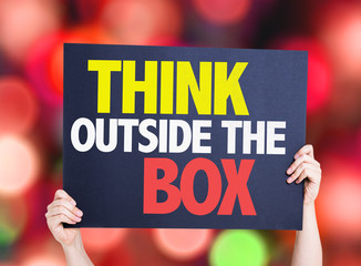 Think Outside the Box card with bokeh background