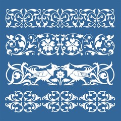 Mittelalter Borten Rahmen elemente blau weiß