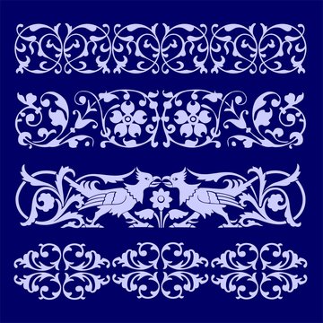 k&ouml;nigliche Verzierungen und Ornamente blau hellblau