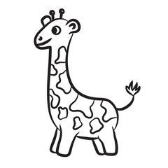 Outlined giraffe vector illustration. Isolated on white.