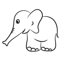 Outlined elephant vector illustration. Isolated on white.