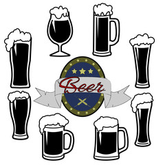 Beer glasses with foam vector