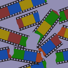 Seamles cut colored filmstip  vector pattern