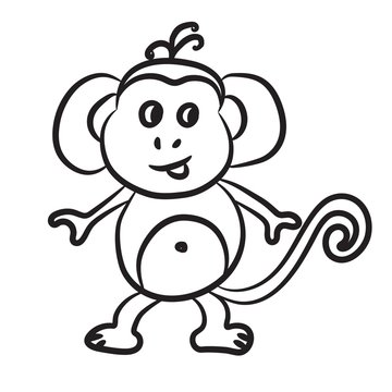 Outlined monkey vector illustration. Isolated on white.