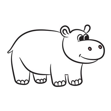Outlined hippo vector illustration. Isolated on white.