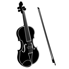 Violin with bow black silhouette illustration
