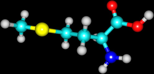 Methionine acid molecule isolated on black