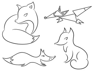 Set of stylized foxes