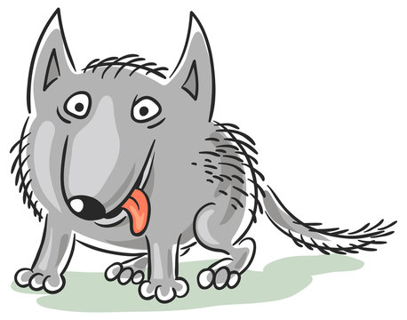 Funny cartoon wolf or dog