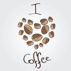 love coffee. Coffee beans heart
