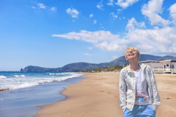 happy young girl on the beach