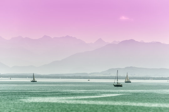 surreal view lake tutzing