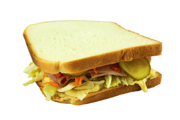 sandwich jambon et crudités