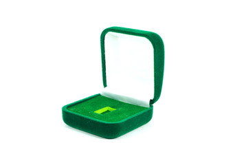 Empty green box for ring on a white background