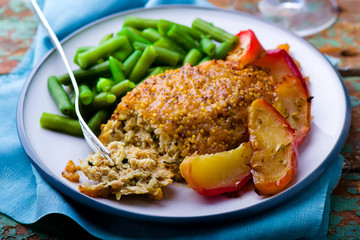 the baked chicken roll with apples.