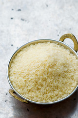 white rice in the Indian copper bowl