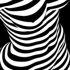 abstract female nude in op art style