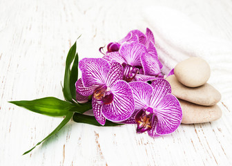 Orchids and massage stone