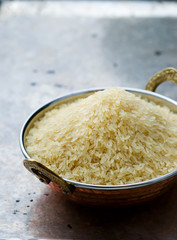 white rice in the Indian copper bowl