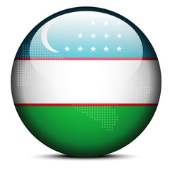 Map with Dot Pattern on flag button of Republic of Uzbekistan
