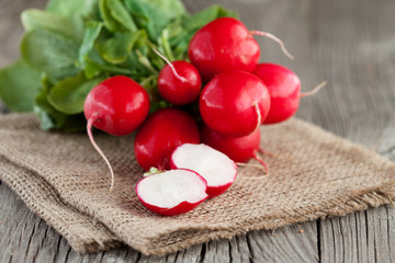 Radish on a wooden table