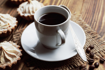 Сake and cup of coffee