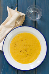 vegetable soup in white dish