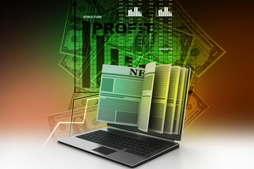 News through a laptop screen concept for online news