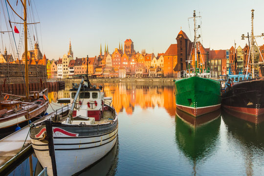 Morning scenery of Gdansk old town in Poland