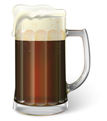 Mug of ale. Dark, dark beer. Vector