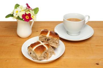 Hot cross buns and tea