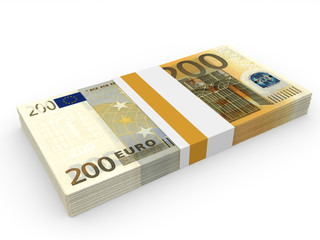 Obraz na płótnie Canvas Pack of banknotes. Two hundred euros.