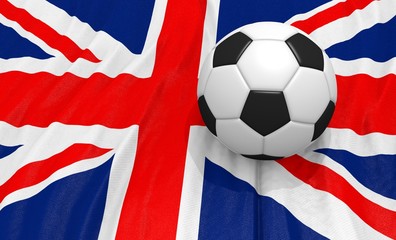 illustration of a soccer ball on the flag of the United Kingdom