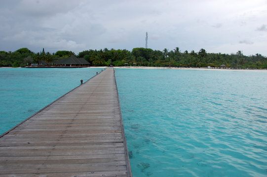 Timber pier at Maldives island