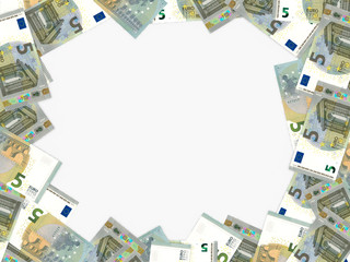Euro background. Five euros.