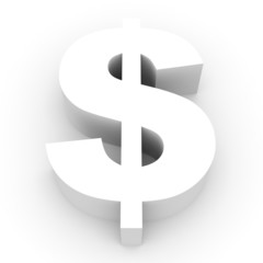 Dollar symbol on white background.