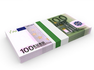 Obraz na płótnie Canvas Pack of banknotes. One hundred euros.