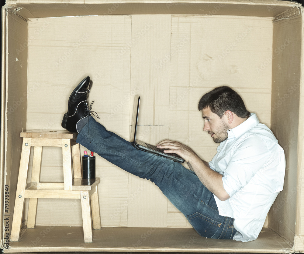 Wall mural hard work in uncomfortable office