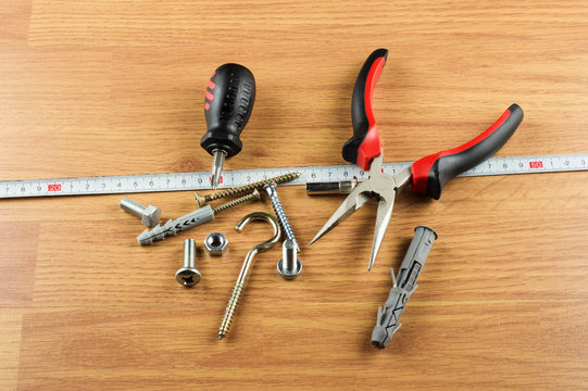 Set of various tools for mounting and installation