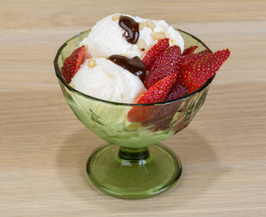 Ice cream with strawberry