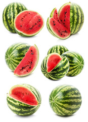 set of watermelons isolated on the white background