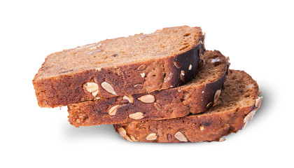 Unleavened three pieces bread with seeds on each other
