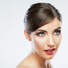 Fototapeta premium Woman beauty portrait. isolated on white.