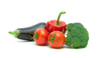 Ripe vegetables isolated on white background close-up