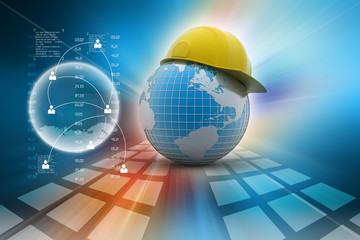 Globe with safety helmet