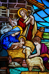 Stained Glass - Nativity Scene at Christmas - 79977883