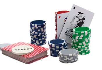Casino Chips and A Joker Card